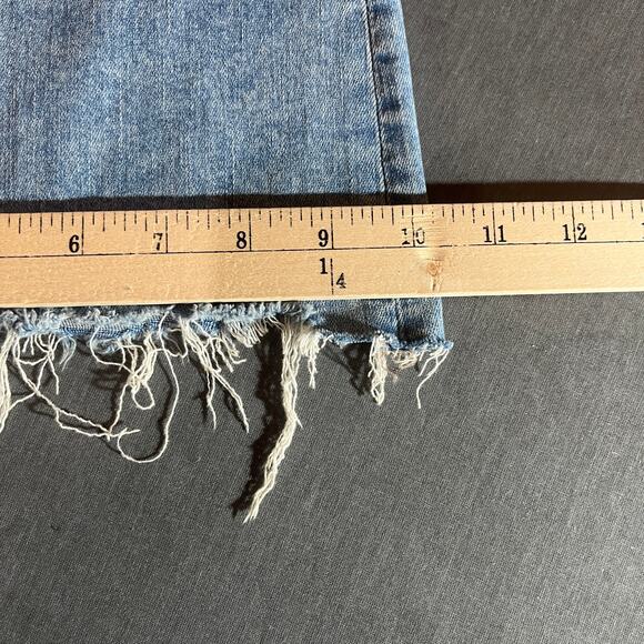 American Eagle Super Hi-Rise Flare Jeans Womens 4 Blue Denim Distressed Stretch - Picture 16 of 16